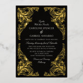 Baroque Ornate Romantic Wedding 箔招待状 (正面)