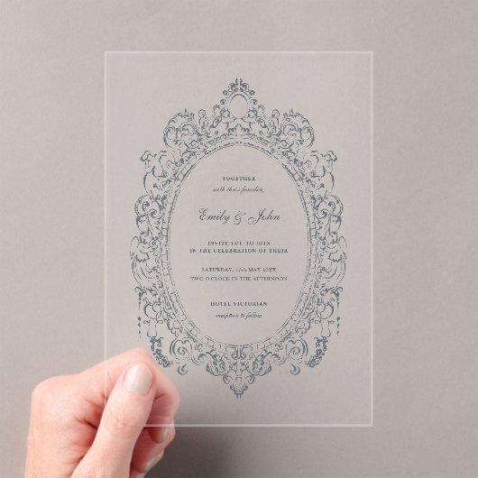 Baroque Oval Frame Wedding Acrylic Invitation アクリル招待状 (インサイチュ (ポータブル))