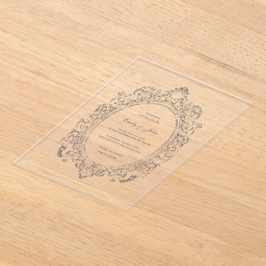 Baroque Oval Frame Wedding Acrylic Invitation アクリル招待状 (レイダウン)
