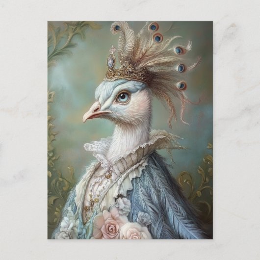 Baroque Peacock Royal Portrait Design ポストカード (正面)