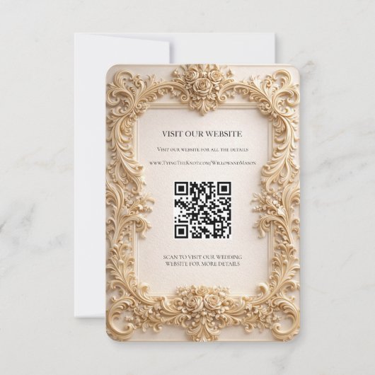 Baroque QR Code Details Wedding Enclosure Card 招待状 (裏面)