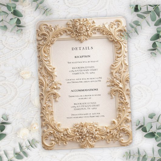 Baroque QR Code Details Wedding Enclosure Card 招待状