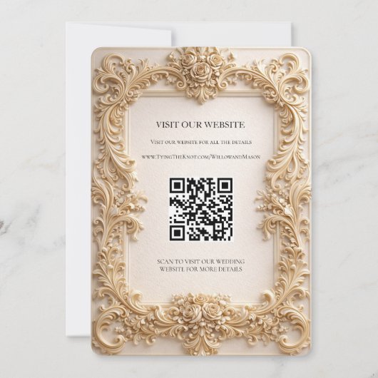 Baroque QR Code Wedding Details Enclosure Card 招待状 (裏面)