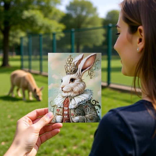 Baroque Rabbit Royal Red Portrait Design ポストカード