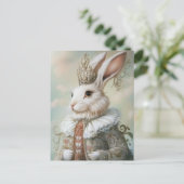 Baroque Rabbit Royal Red Portrait Design ポストカード (スタンド正面)
