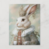 Baroque Rabbit Royal Red Portrait Design ポストカード (正面)