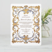 Baroque Rococo Luxurious Golden Swirls Wedding 招待状 (スタンド正面)
