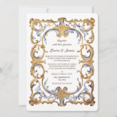 Baroque Rococo Luxurious Golden Swirls Wedding 招待状 (正面)