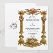 Baroque Rococo Pedestal Color Frame Wedding 招待状 (正面/裏面)