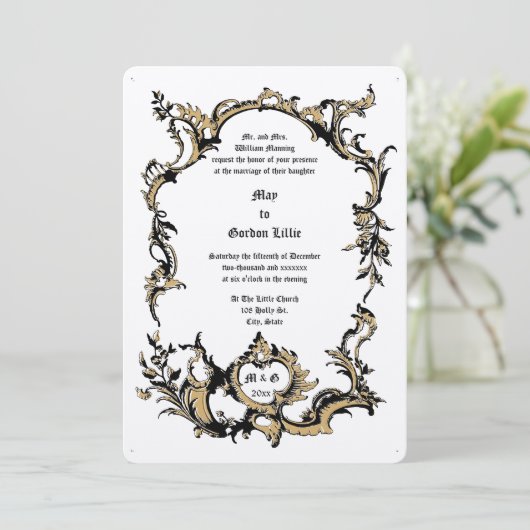 Baroque Rococo Rocaille 18th Century Frame Border 招待状 (スタンド正面)