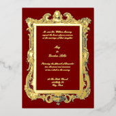 Baroque Rococo Rocaille Louis XV Frame Wedding 箔招待状 (正面)