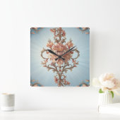 Baroque Rose スクエア壁時計 (ホーム)