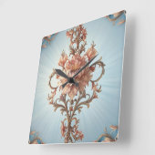 Baroque Rose スクエア壁時計 (傾斜)