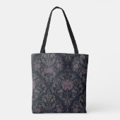 Baroque Rose Moth Tote – Gothic Floral Damask Bag トートバッグ (裏面)