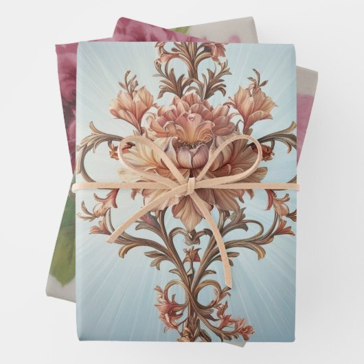 Baroque Rose Wrapping Paper Flat Sheet Set of 3 ラッピングペーパーシート (インサイチュ)