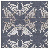 baroque style floral  blue pattern ファブリック (クローズアップ)