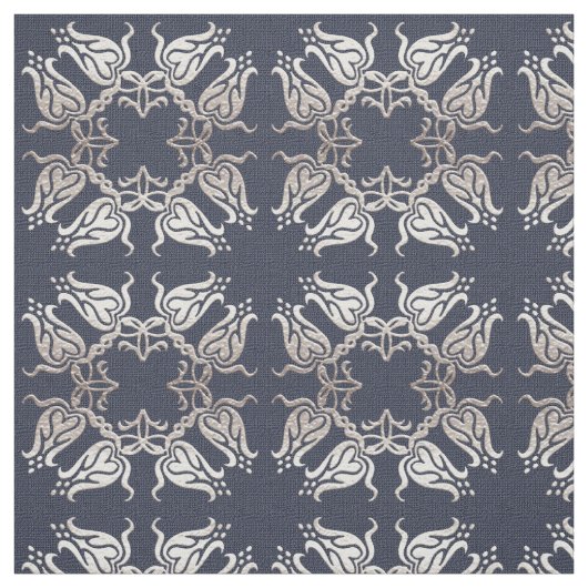 baroque style floral  blue pattern ファブリック (見本)