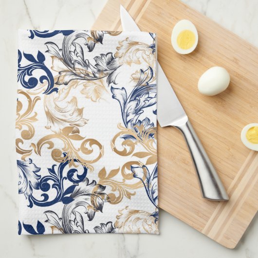 Baroque-Style Retro Classic Pattern  キッチンタオル (四つ折り)