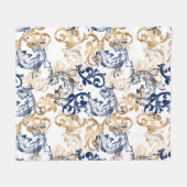 Baroque-Style Retro Classic Pattern  フリースブランケット (正面(横))