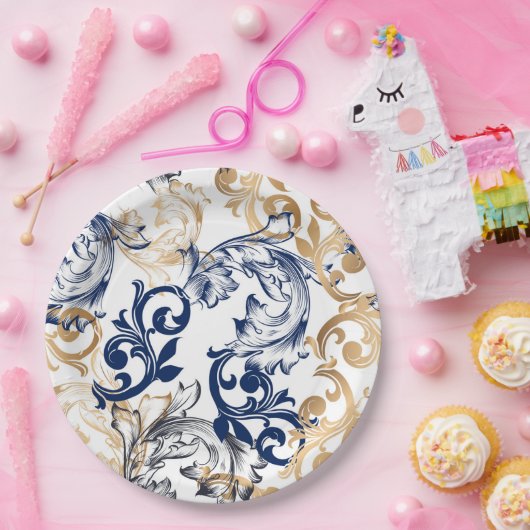 Baroque-Style Retro Classic Pattern ペーパープレート (パーティー)