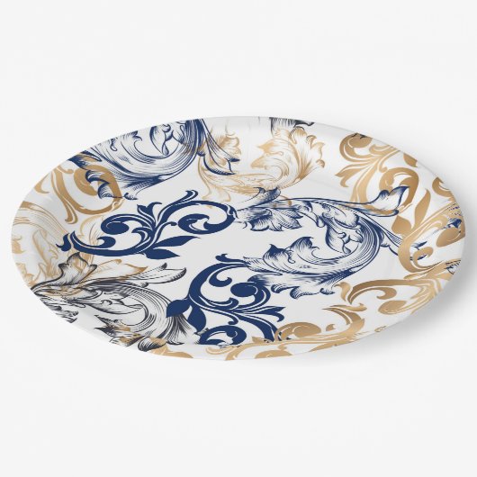 Baroque-Style Retro Classic Pattern  ペーパープレート (アングル)
