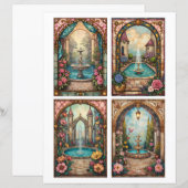 Baroque style water fountain scenes paper cards (正面/裏面)