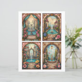 Baroque style water fountain scenes paper cards (スタンド正面)
