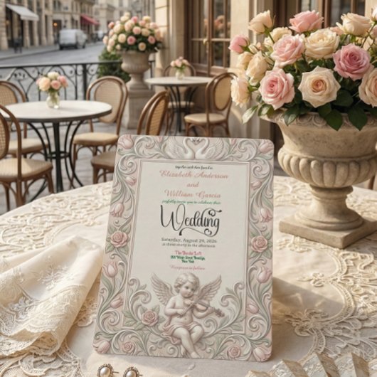 Baroque Swan & Cherub Wedding Invitation. 招待状