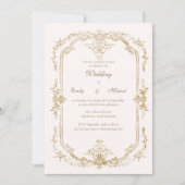 Baroque Vintage Gold  Wedding Invitation 招待状 (正面)