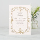 Baroque Vintage Gold  Wedding Invitation 招待状 (スタンド正面)