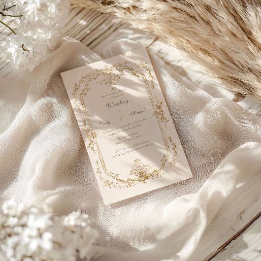 Baroque Vintage Gold  Wedding Invitation 招待状
