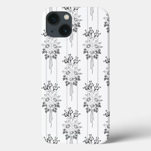 Baroque Wallpaper Flower bouquet grey Case-Mate iPhoneケース (裏面)