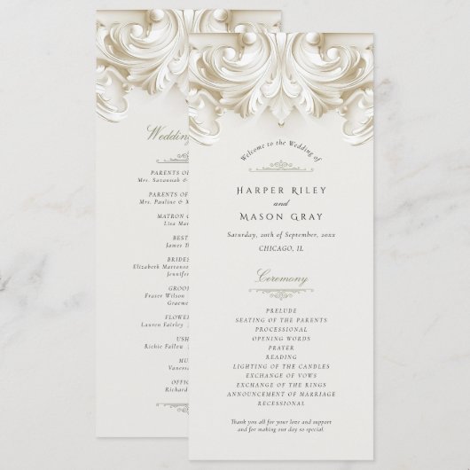 Baroque Wedding Ceremony Program 招待状 (正面/裏面)