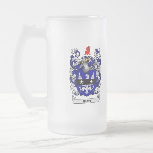 BARRの家紋- BARRの紋章付き外衣 フロストグラスビールジョッキ (左)