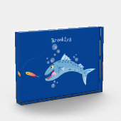 Barracuda fish hungry fishing cartoon illustration フォトブロック (左)