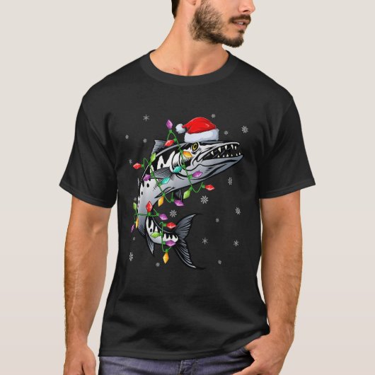 Barracuda Fish Xmas Lighting Reindeer Barracuda Ch Tシャツ (正面)