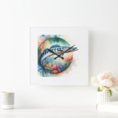 Barracuda in Vibrant Waters 130624AREF119 - Waterc スクエア壁時計 (ホーム)