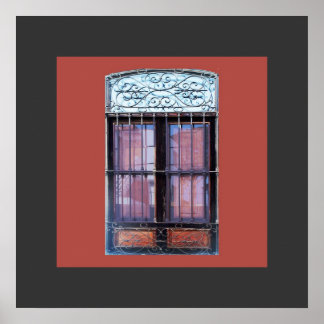 Barrancoで格子のある古い窓 ポスター