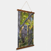 Barred Owl in Fall | Alger County, MI 吊り下げ型タペストリー (傾斜あり)