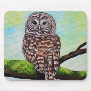 Barred Owl Painting マウスパッド
