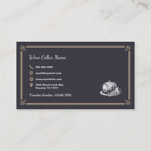 Barrel and Grapes - Wine Cellar 名刺 (裏面)