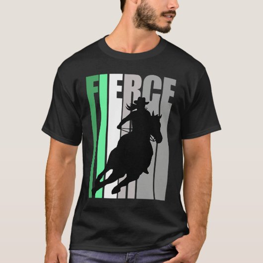 Barrel Racing Fierce Cowgirl Hat Western Theme Gre Tシャツ (正面)