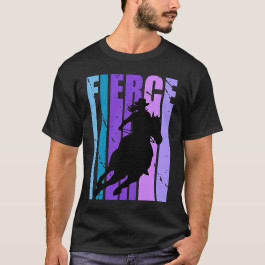 Barrel Racing Fierce Cowgirl Hat Western Theme Pur Tシャツ (正面)