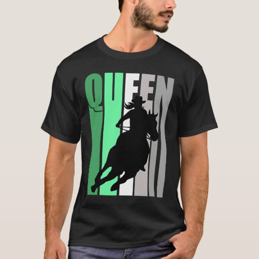 Barrel Racing Queen Rodeo Women Cowgirls Retro Gre Tシャツ (正面)