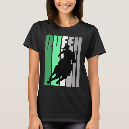 Barrel Racing Queen Rodeo Women Cowgirls Retro Gre Tシャツ (正面)