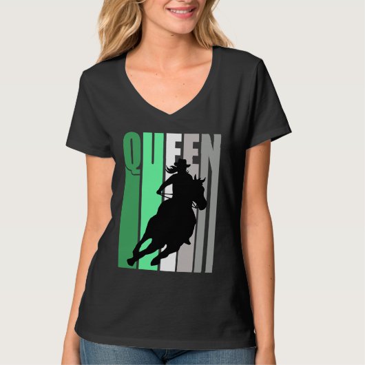 Barrel Racing Queen Rodeo Women Cowgirls Retro Gre Tシャツ (正面)