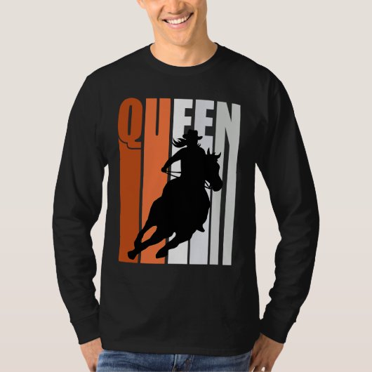 Barrel Racing Queen Rodeo Women Cowgirls Retro Ora Tシャツ (正面)