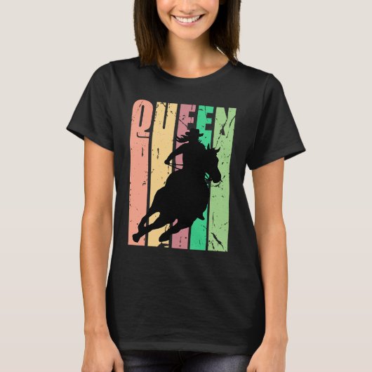 Barrel Racing Queen Rodeo Women Cowgirls Retro Vin Tシャツ (正面)