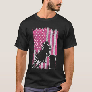 Barrel Racing US Flag Pink Tシャツ