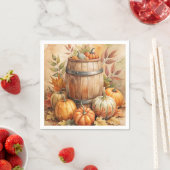 Barrel with Pumpkins Fall スタンダードカクテルナプキン (インサイチュ)